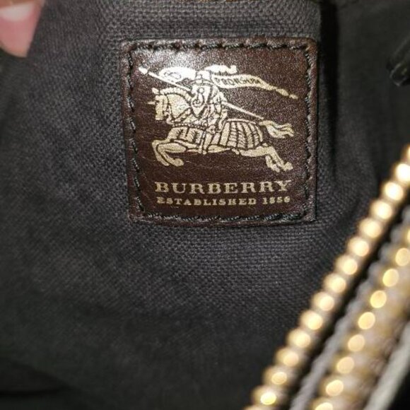 Burberry Beige and Signature Check Pattern Hobo Handbag - Picture 4 of 4